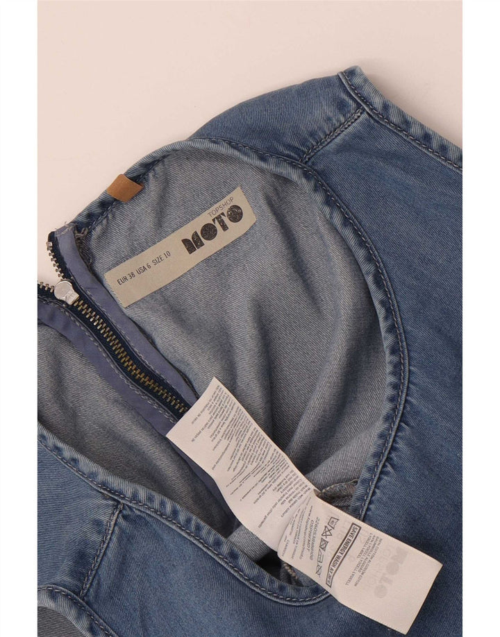 Topshop Womens Denim Playsuit UK 10 Small Blue Cotton