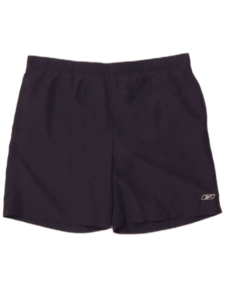 Reebok Mens Sport Shorts Large Navy Blue Polyester