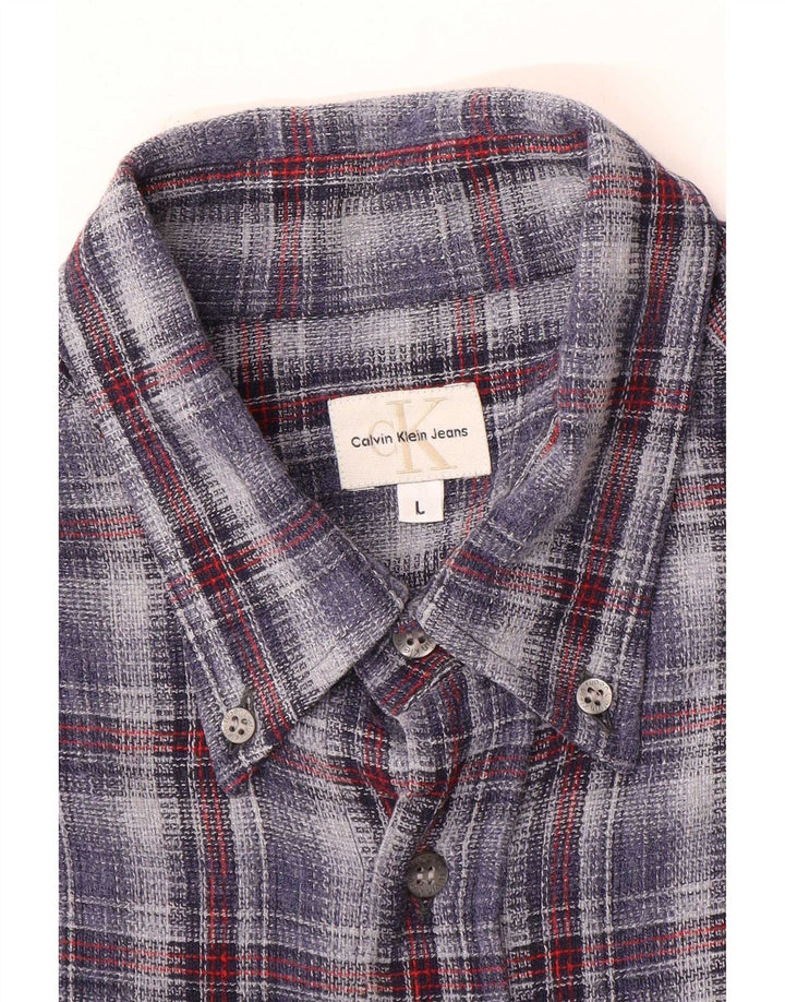 Calvin Klein Jeans Mens Flannel Shirt Large Blue Check