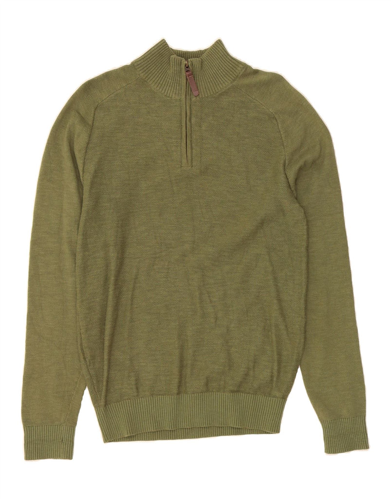 MOUNTAIN WAREHOUSE Mens Zip Neck Jumper Sweater Small Green Cotton Vintage Mountain Warehouse and Second-Hand Mountain Warehouse from Messina Hembry 