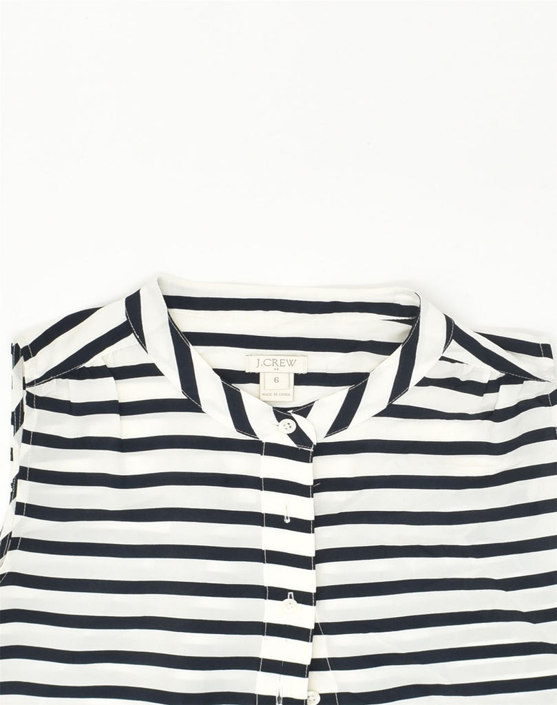 J. CREW Womens Sleeveless Shirt US 6 Medium White Striped Polyester | Vintage J. Crew | Thrift | Second-Hand J. Crew | Used Clothing | Messina Hembry 