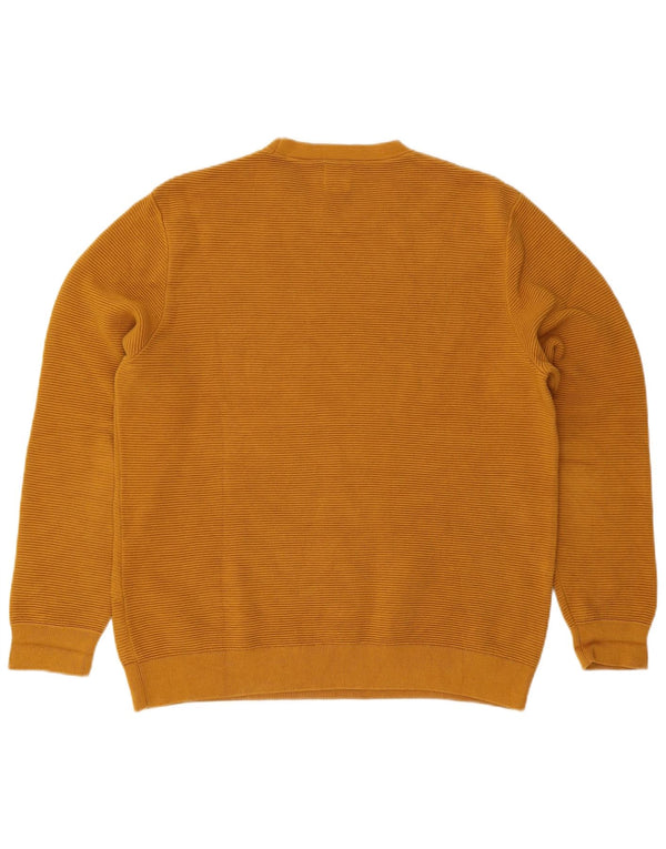 Zara Womens Crew Neck Jumper Sweater UK 18 XL Yellow Cotton