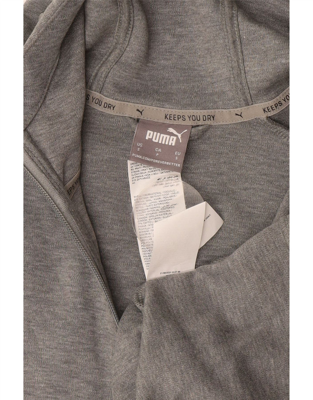 Puma Mens Zip Hoodie Sweater Small Grey Colourblock Cotton