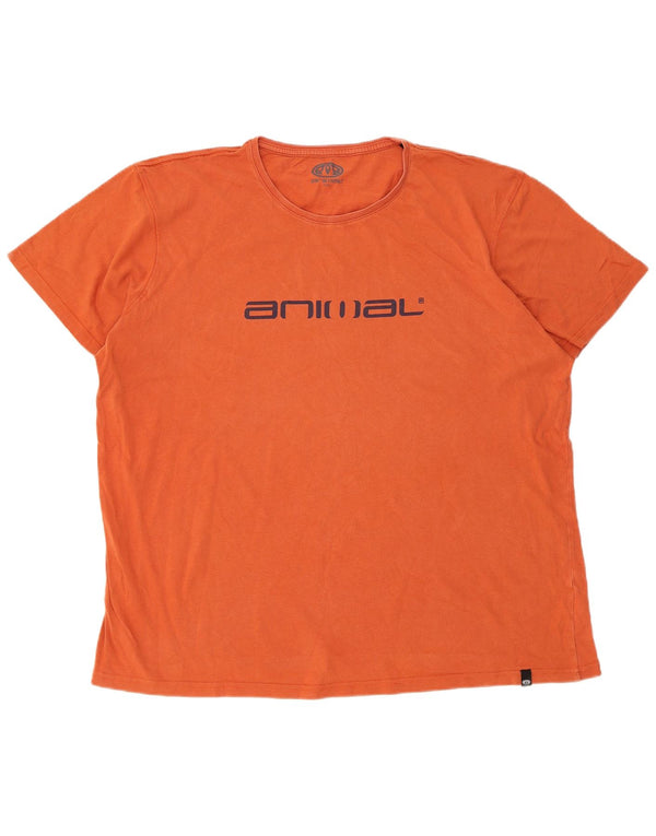Animal Mens Graphic T-Shirt Top 2XL Orange Cotton