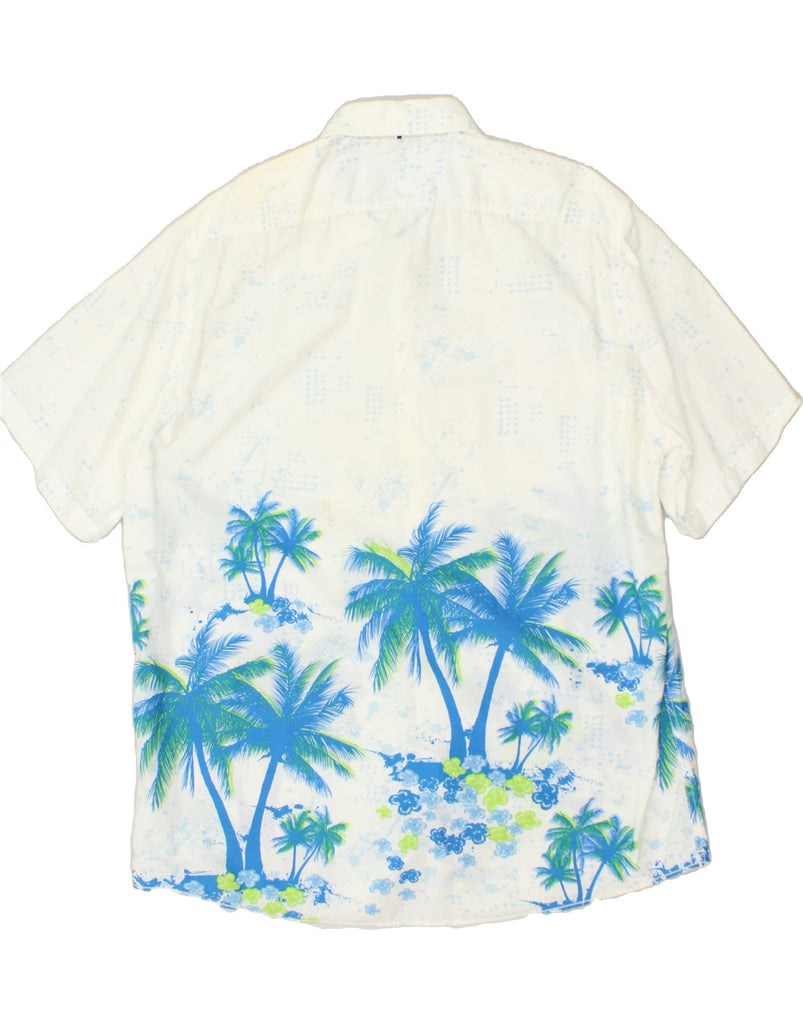 VINTAGE Mens Short Sleeve Shirt XL Off White Floral Cotton Hawaiian | Vintage Vintage | Thrift | Second-Hand Vintage | Used Clothing | Messina Hembry 