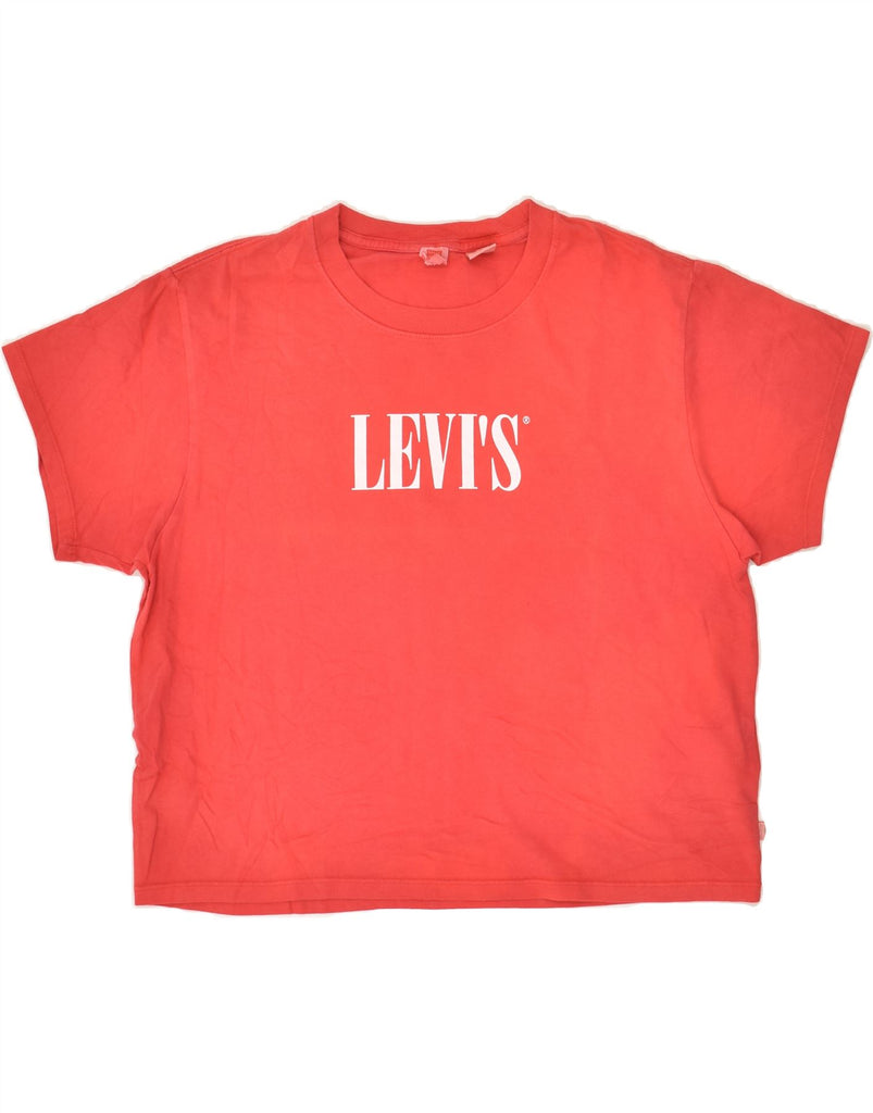 LEVI'S Womens Crop Graphic T-Shirt Top UK 12 Medium Red Cotton | Vintage Levi's | Thrift | Second-Hand Levi's | Used Clothing | Messina Hembry 