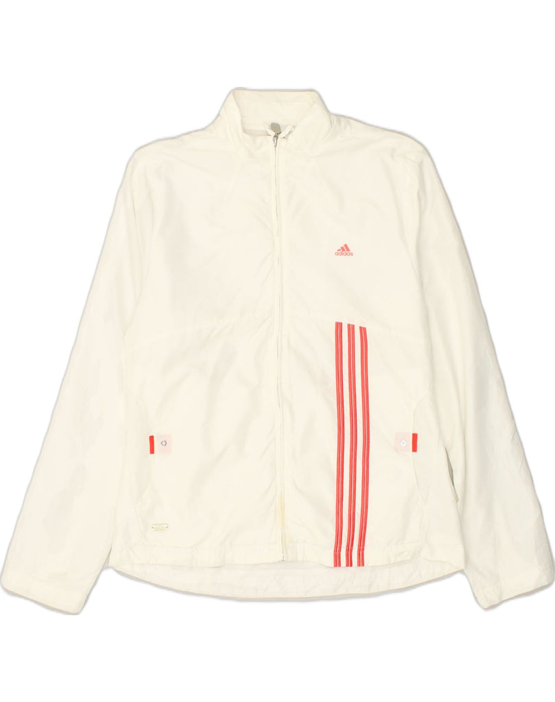 ADIDAS Womens Tracksuit Top Jacket UK 16 Large White Polyester | Vintage Adidas | Thrift | Second-Hand Adidas | Used Clothing | Messina Hembry 