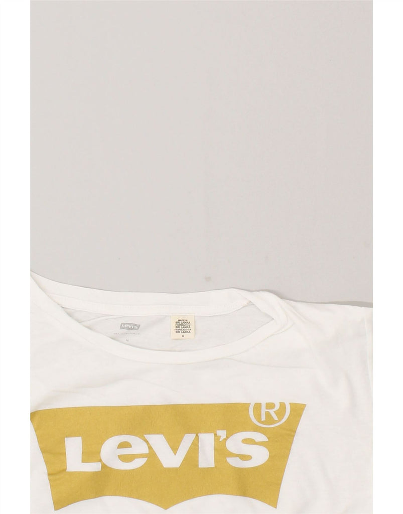 LEVI'S Womens Graphic T-Shirt Top UK 14 Medium White Cotton | Vintage Levi's | Thrift | Second-Hand Levi's | Used Clothing | Messina Hembry 