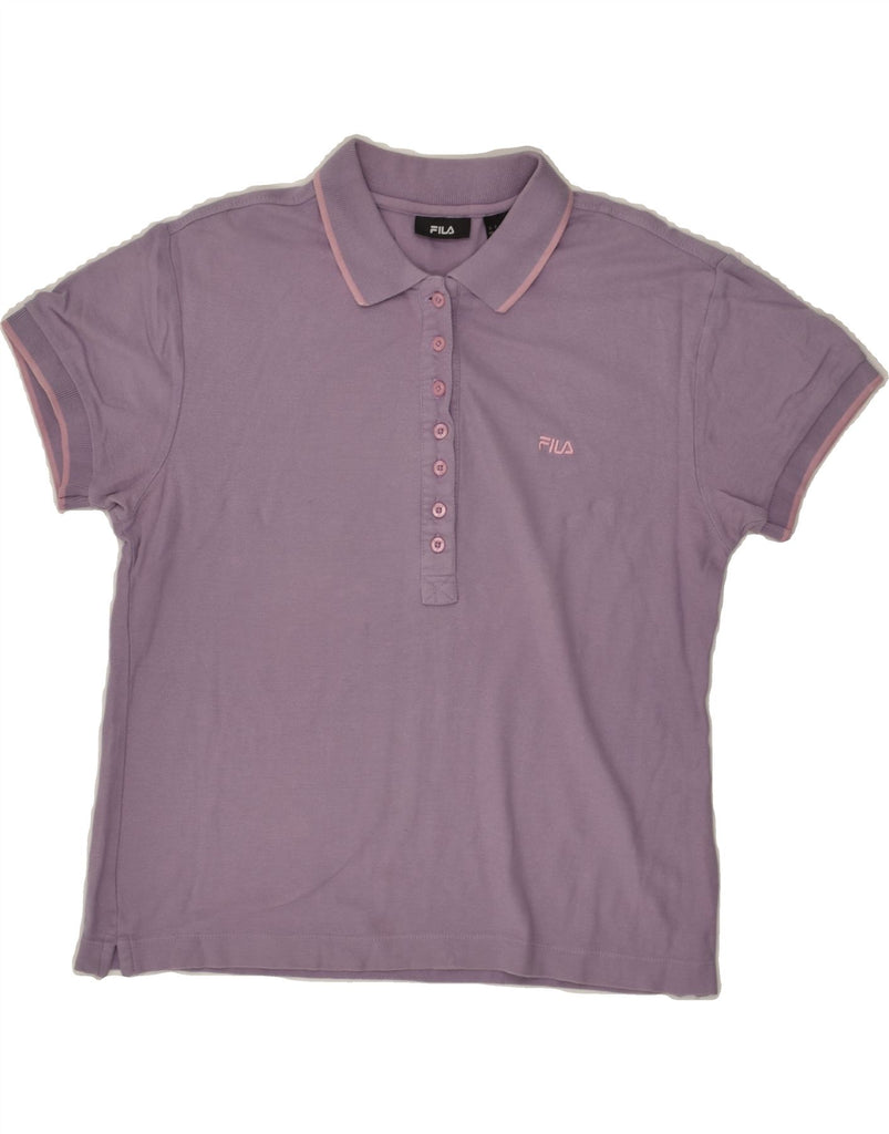 FILA Womens Polo Shirt UK 14 Medium  Purple Cotton | Vintage Fila | Thrift | Second-Hand Fila | Used Clothing | Messina Hembry 