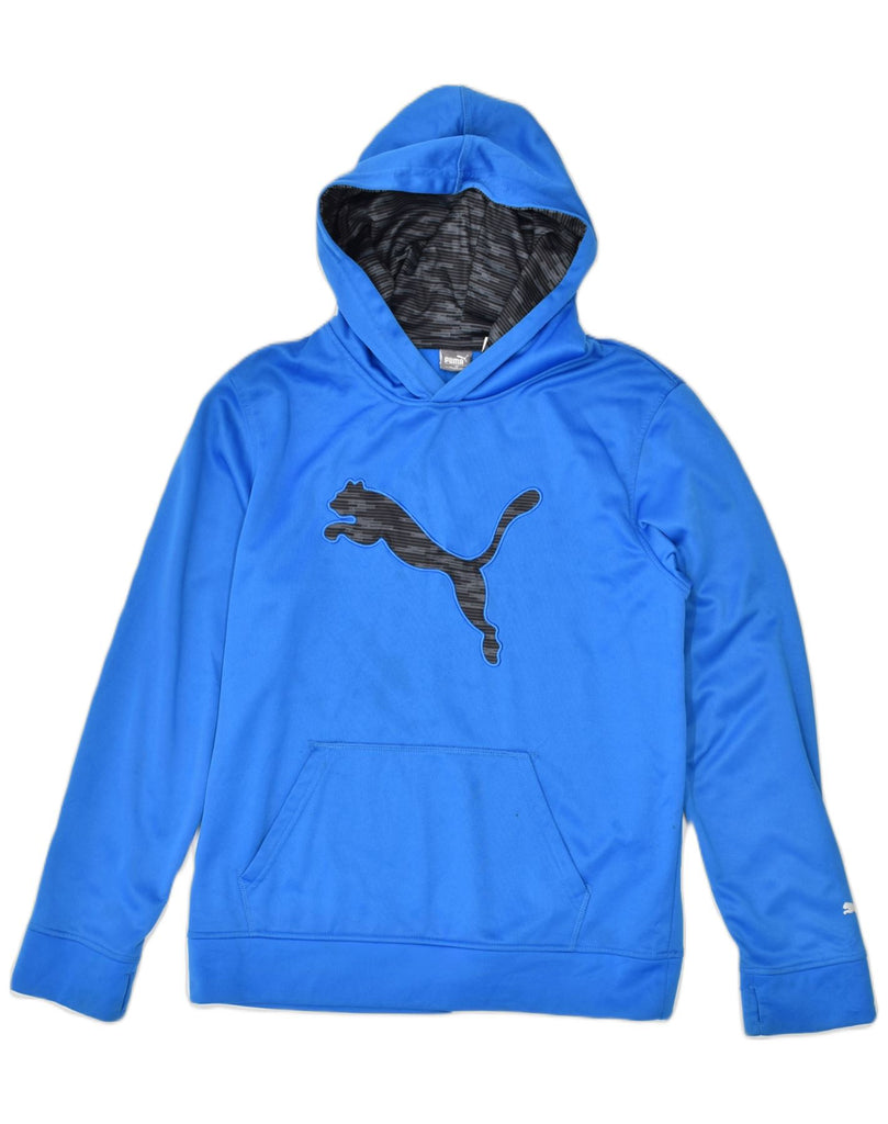 PUMA Boys Graphic Hoodie Jumper 15-16 Years XL Blue Polyester | Vintage Puma | Thrift | Second-Hand Puma | Used Clothing | Messina Hembry 