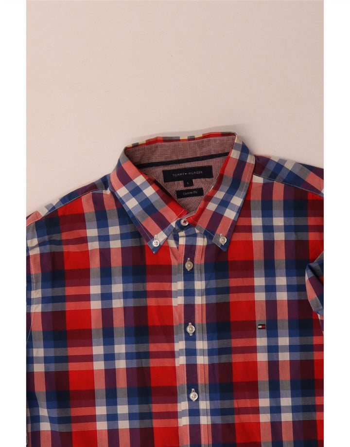 TOMMY HILFIGER Mens Custom Fit Shirt Large Multicoloured Check Cotton