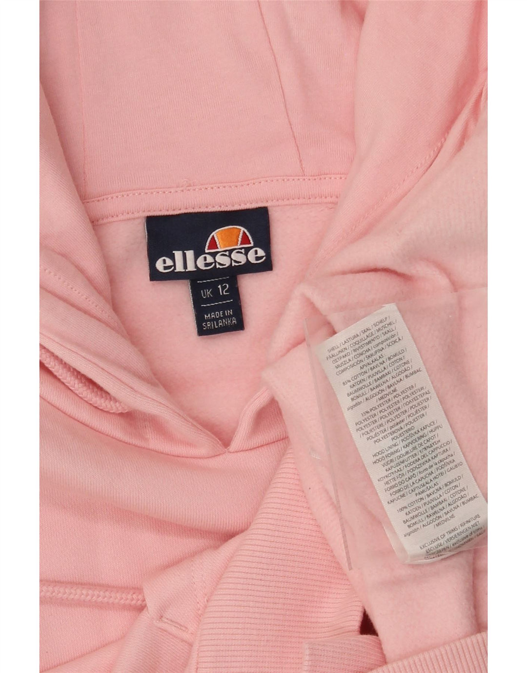 ELLESSE Womens Hoodie Jumper UK 12 Medium Pink Cotton