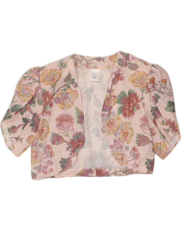 VINTAGE Womens Bolero Top IT 44 Medium Pink Floral Viscose Vintage Vintage and Second-Hand Vintage from Messina Hembry 