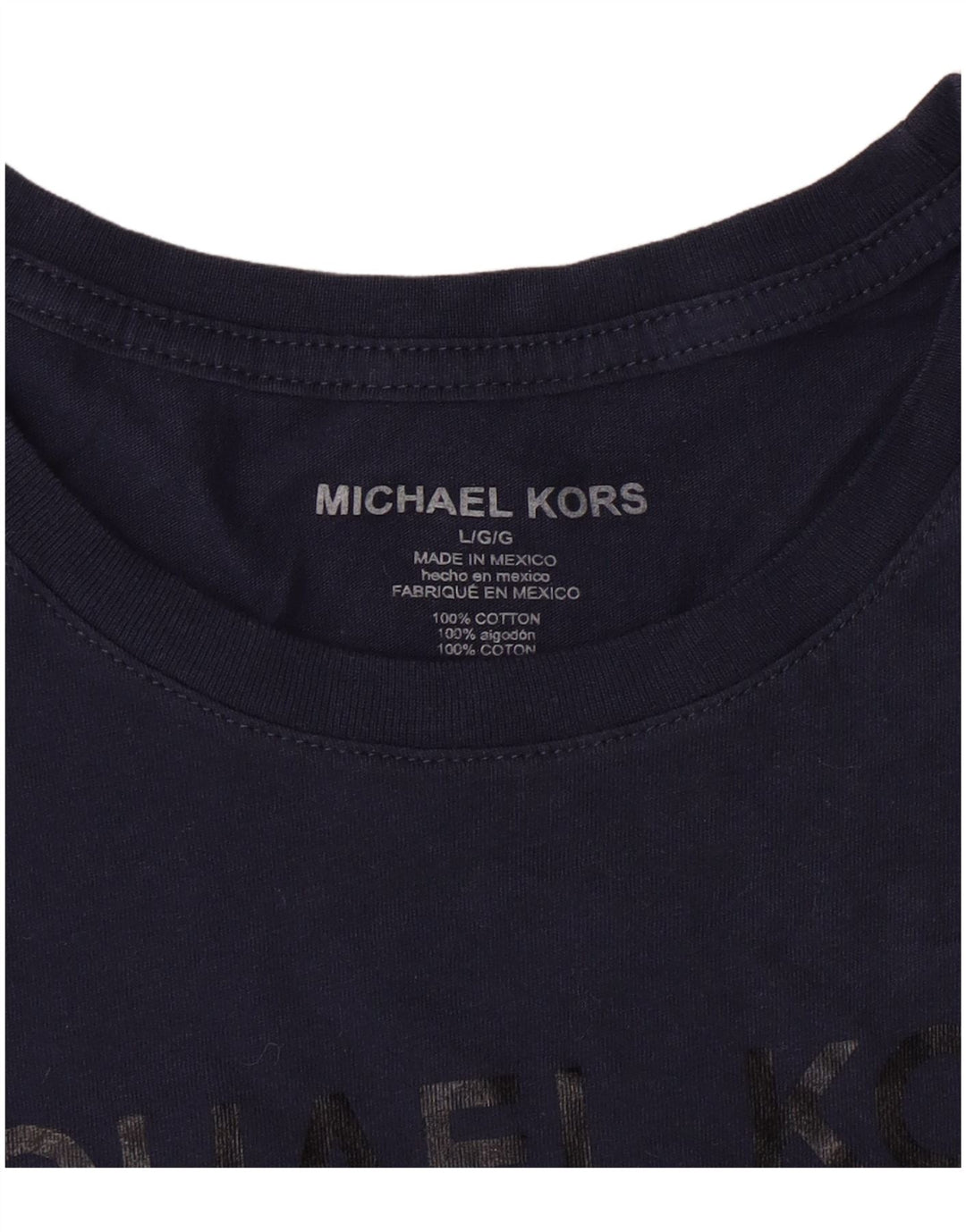 Michael Kors Mens Graphic Graphic T-Shirt Top Large Navy Blue Cotton