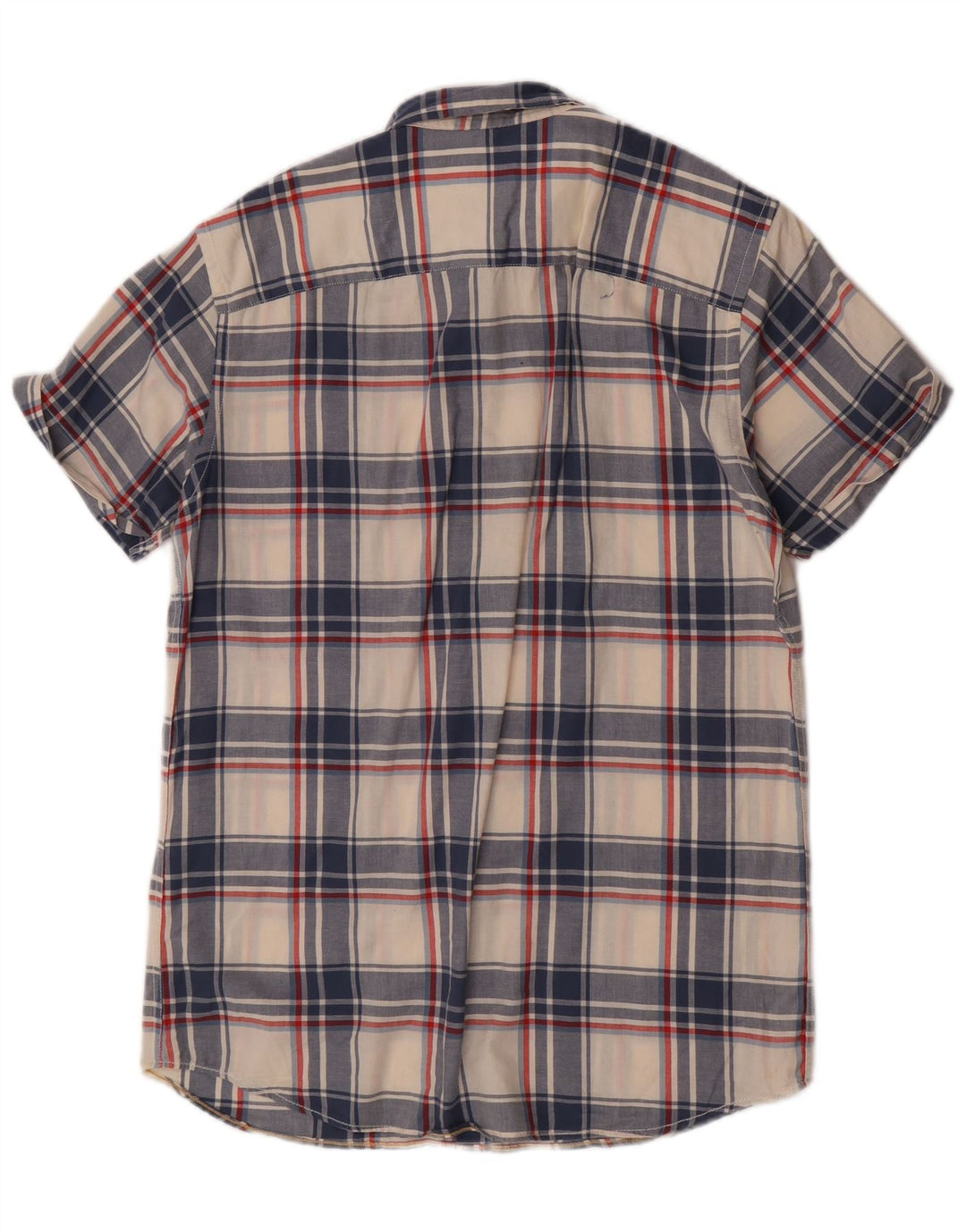 Jack & Jones Mens Short Sleeve Shirt Large Blue Check Cotton