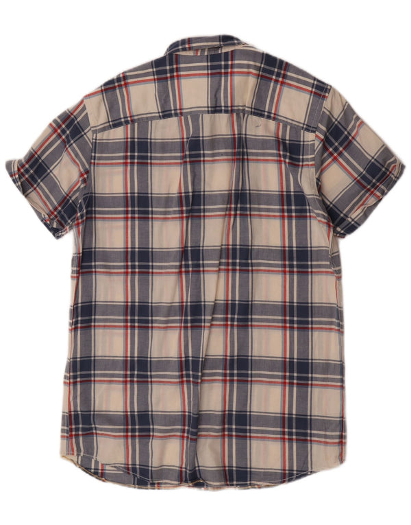 Jack & Jones Mens Short Sleeve Shirt Large Blue Check Cotton