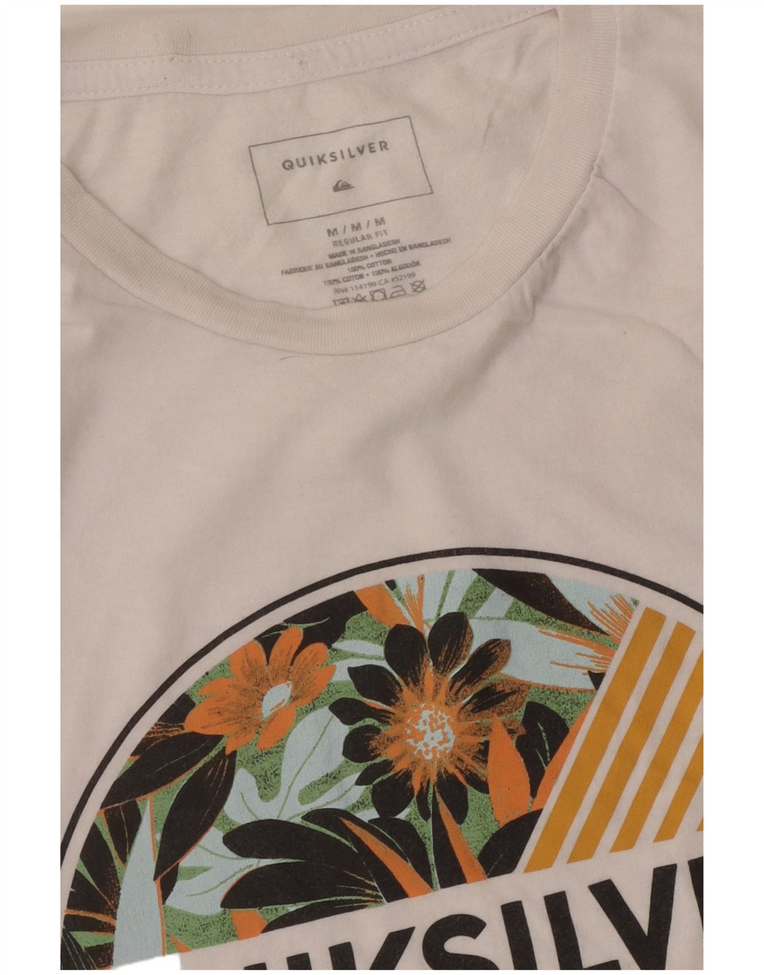 Quiksilver Womens Regular Fit Graphic T-Shirt Top UK 14 Medium White Cotton