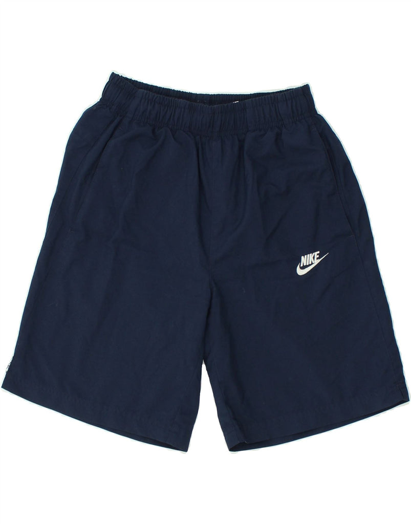 NIKE Boys Graphic Sport Shorts 12-13 Years Large Navy Blue Polyester | Vintage Nike | Thrift | Second-Hand Nike | Used Clothing | Messina Hembry 