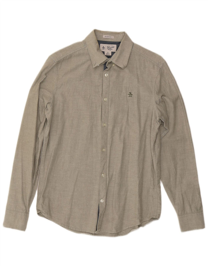 Penguin Mens Heritage Slim Fit Shirt Medium Khaki Cotton