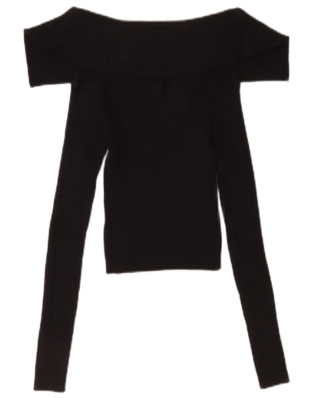 Zara Womens Crop Top Long Sleeve UK 8 Small Black