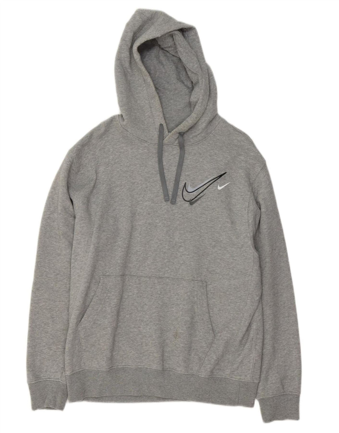 NIKE Mens Graphic Hoodie Jumper Medium Grey Flecked Cotton