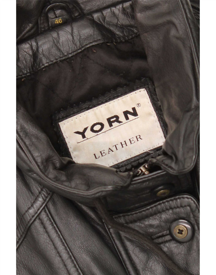 Yorn Womens Oversized Leather Coat EU 40 Medium Black