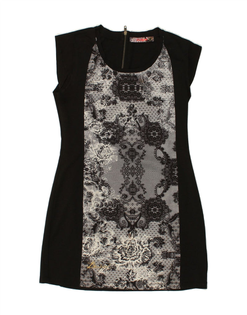 DESIGUAL Womens Sleeveless Sheath Dress UK 14 Large Black Paisley | Vintage Desigual | Thrift | Second-Hand Desigual | Used Clothing | Messina Hembry 