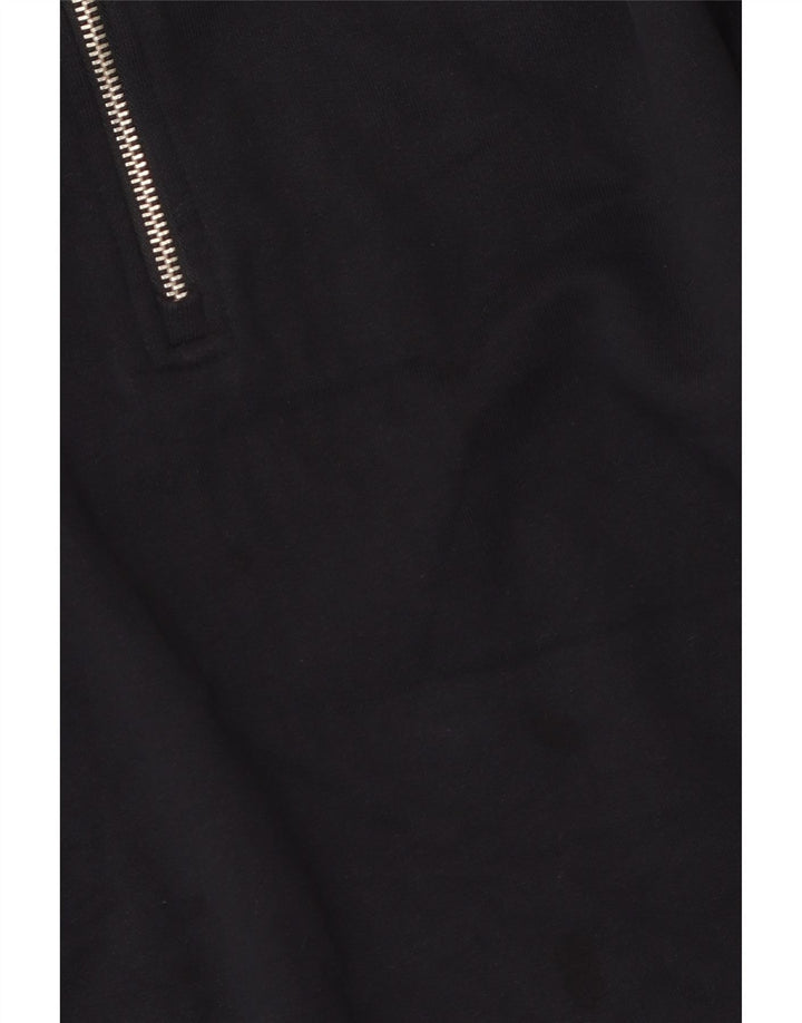 Zara Womens Zip Neck Sweatshirt Jumper UK 14 Medium Navy Blue Cotton