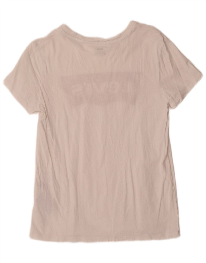 Levi's Womens Graphic T-Shirt Top UK 12 Medium White Cotton