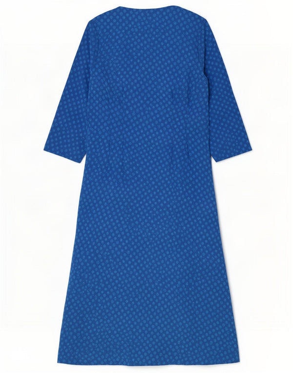 Hobbs Womens 3/4 Sleeve Wrap Dress UK 14 Large Blue Spotted Polyester