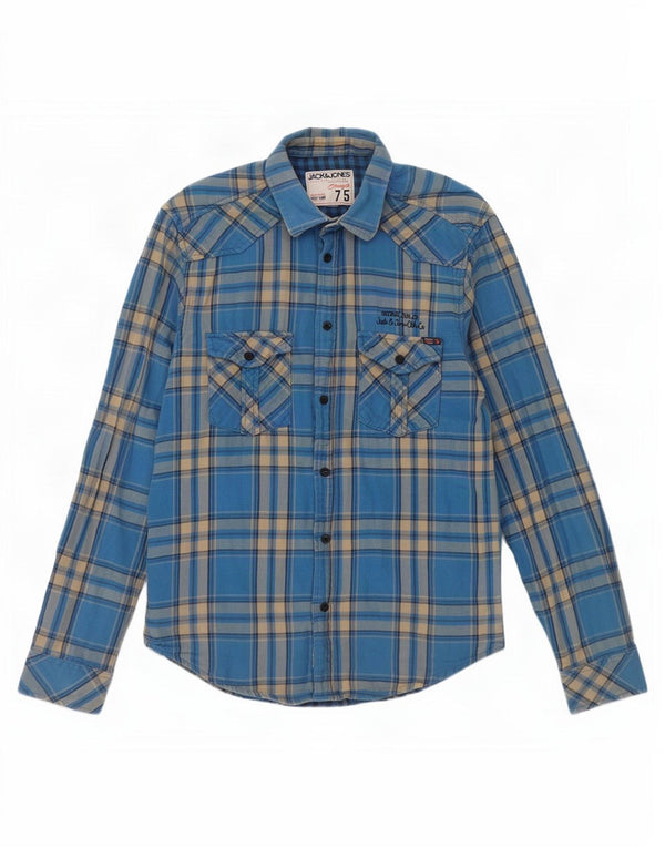 Jack & Jones Womens Flannel Shirt Medium Blue Plaid Cotton