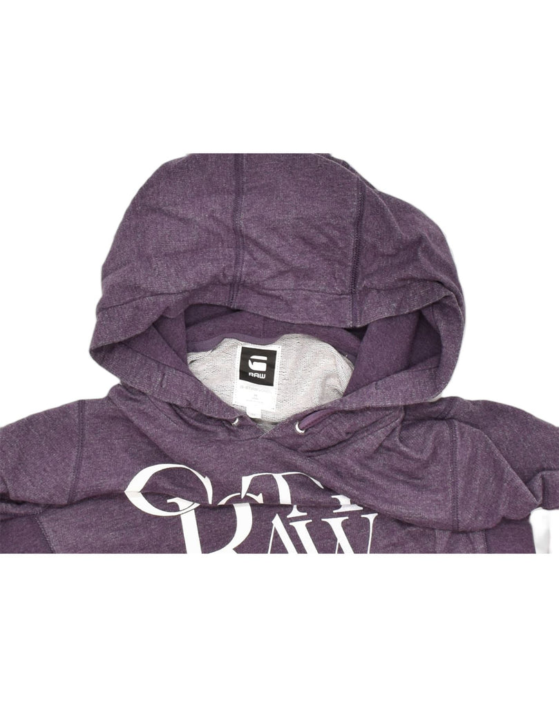 G-STAR Womens Graphic Hoodie Jumper UK 12 Medium Purple Cotton | Vintage | Thrift | Second-Hand | Used Clothing | Messina Hembry 