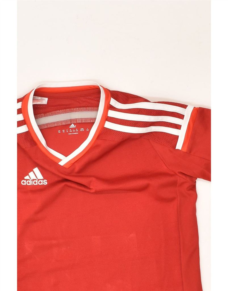 ADIDAS Boys T-Shirt Top 11-12 Years Medium Red Polyester | Vintage Adidas | Thrift | Second-Hand Adidas | Used Clothing | Messina Hembry 