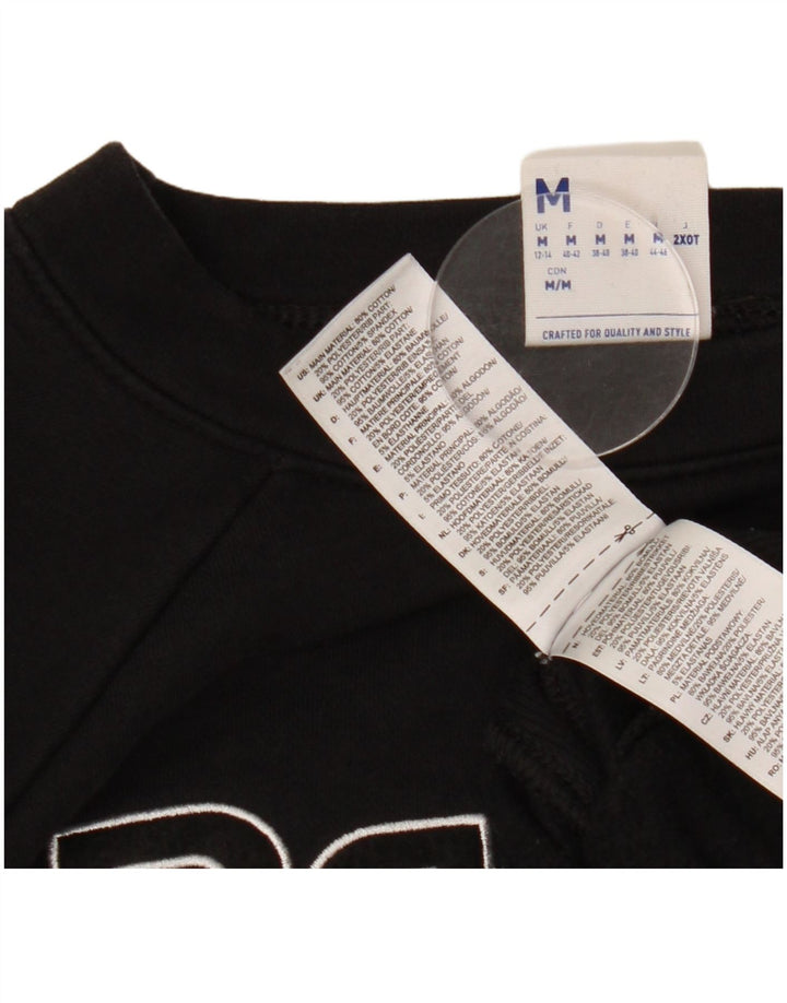 REEBOK Womens Graphic Sweatshirt Jumper UK 14 Medium Black Cotton