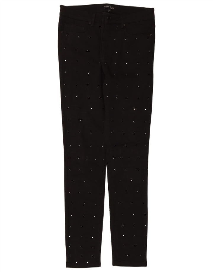 PHASE EIGHT Womens Casual Trousers UK 14 Medium W30 L31 Black Spotted