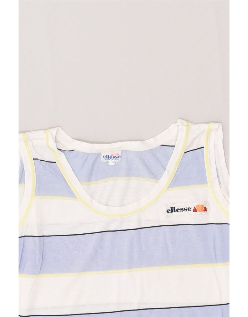 ELLESSE Womens Vest Top UK 14 Large Blue Striped | Vintage Ellesse | Thrift | Second-Hand Ellesse | Used Clothing | Messina Hembry 