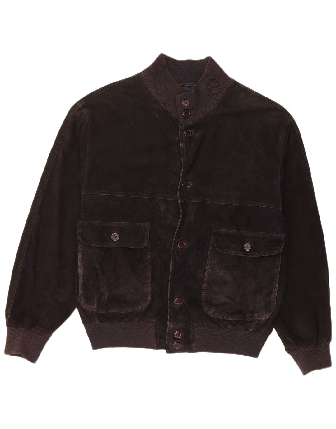 Vintage Mens Suede Bomber Jacket IT 48 Medium Black Leather