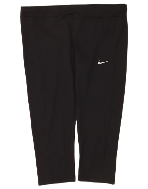 Nike Womens Dri Fit Capri Leggings UK 14 Large  Black Polyester