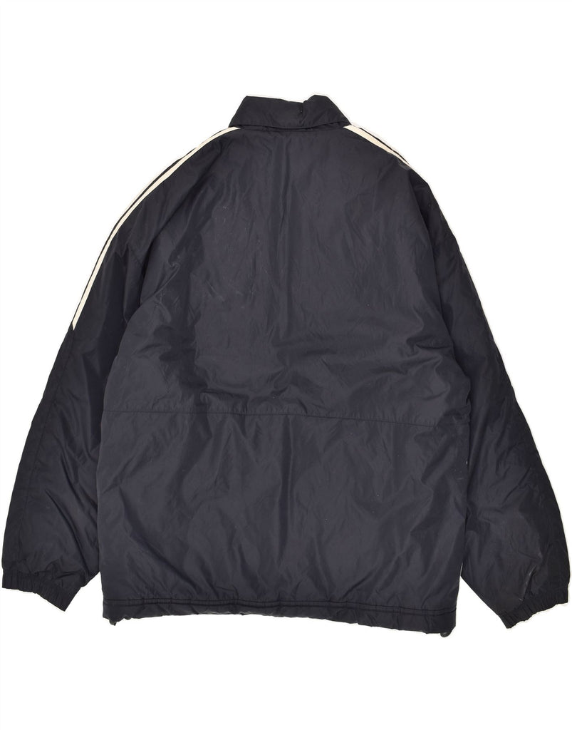 ADIDAS Mens Hooded Windbreaker Jacket Size 44/46 Large Navy Blue Polyester | Vintage Adidas | Thrift | Second-Hand Adidas | Used Clothing | Messina Hembry 