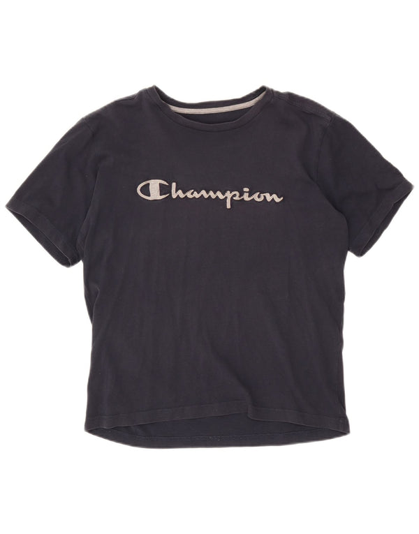 Champion Womens Graphic T-Shirt Top UK 14 Medium Navy Blue