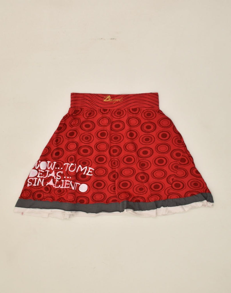 DESIGUAL Womens Graphic A-Line Skirt Small W26  Red Spotted Cotton | Vintage Desigual | Thrift | Second-Hand Desigual | Used Clothing | Messina Hembry 