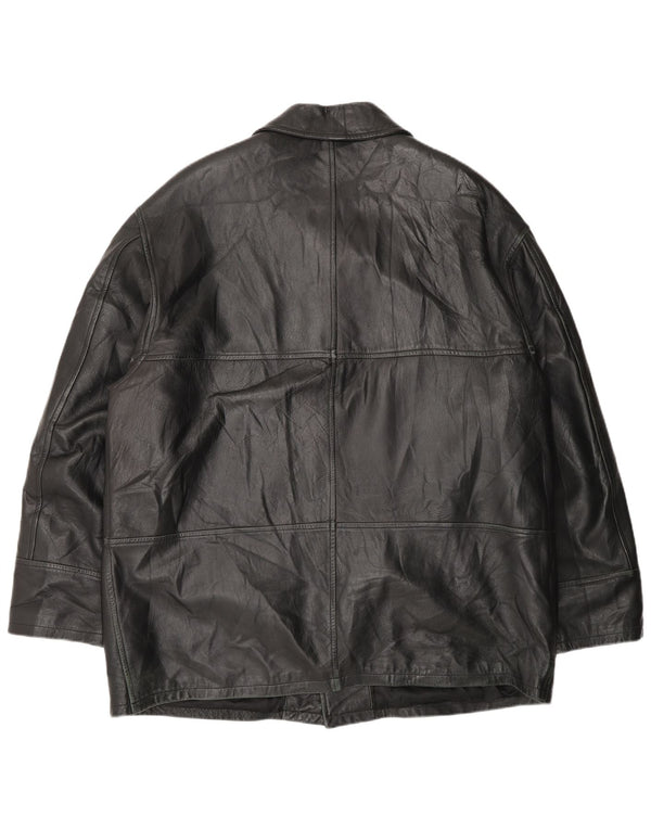 Vintage Mens Leather Jacket IT 54 2XL Black Leather