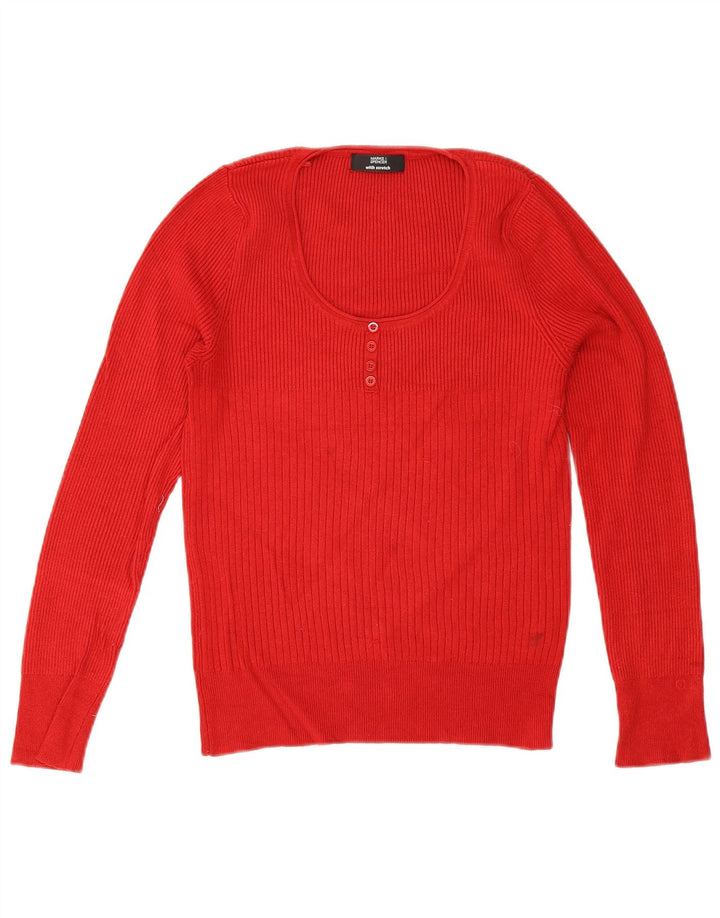 Marks & Spencer Womens Boat Neck Jumper Sweater UK 12 Medium  Red Viscose