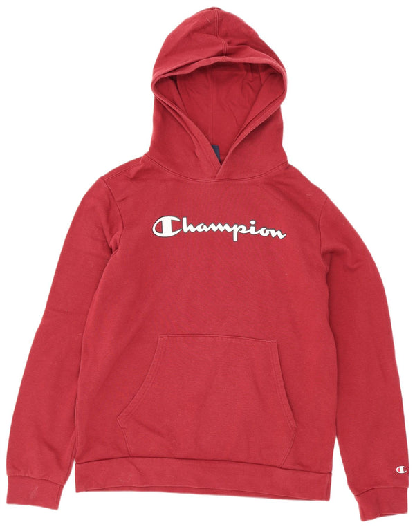 Champion Boys Graphic Hoodie Jumper 15-16 Years 2XL Burgundy Cotton