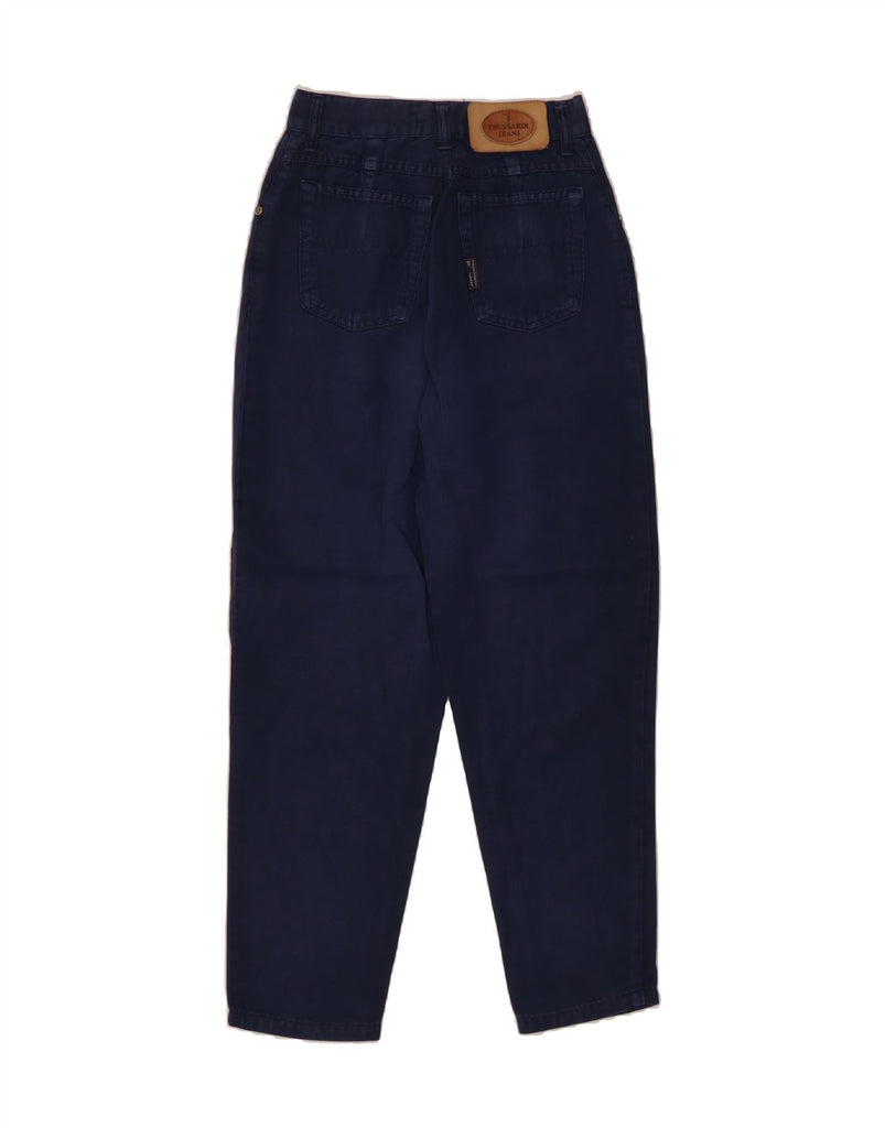 TRUSSARDI Womens Loose Fit Casual Trousers W27 L28 Navy Blue Cotton Vintage Trussardi and Second-Hand Trussardi from Messina Hembry 