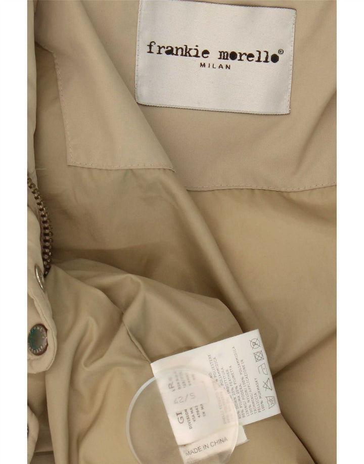 Frankie Morello Womens Hooded Padded Jacket IT 42 Small Beige Polyester