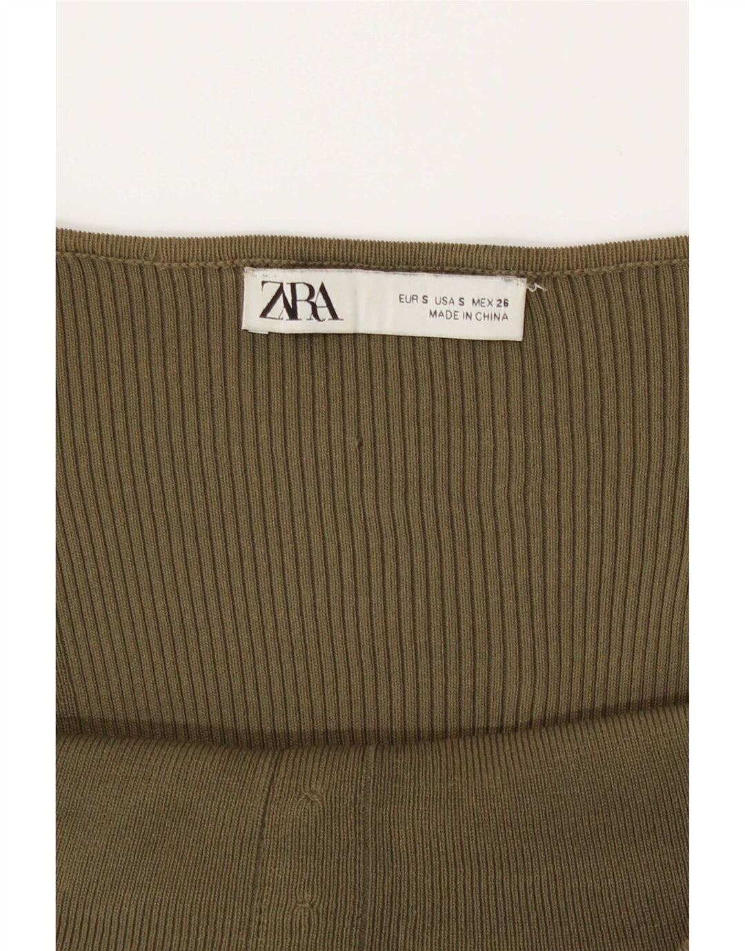 Zara Womens Long Sleeve Crop Top UK 8 Small Green