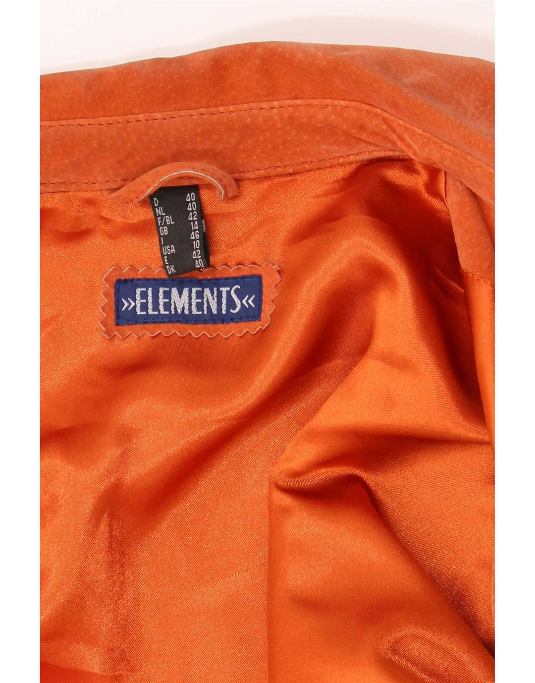 Elements Womens Suede Jacket UK 14 Large Orange Leather