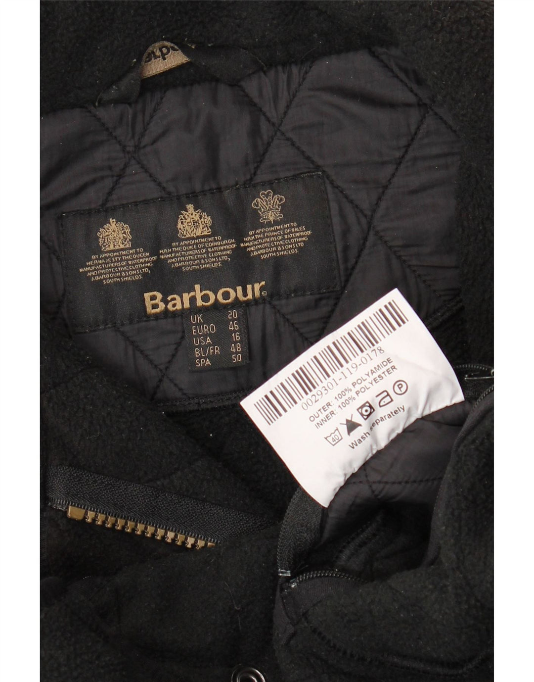 BARBOUR Womens Quilted Jacket UK 20 2XL Black Polyamide