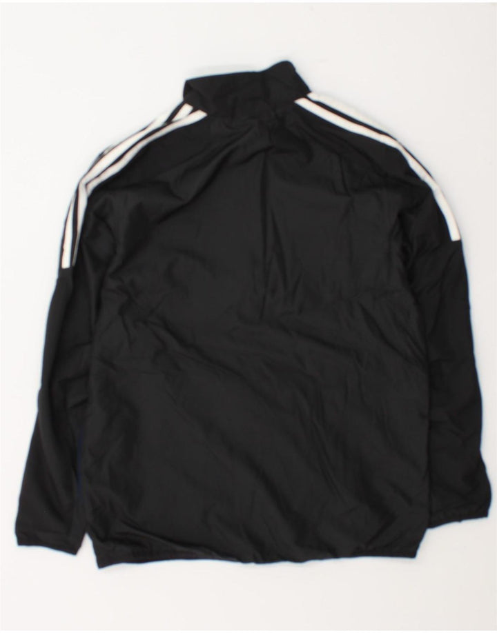 Adidas Boys Graphic Tracksuit Top Jacket 13-14 Years Black Polyester